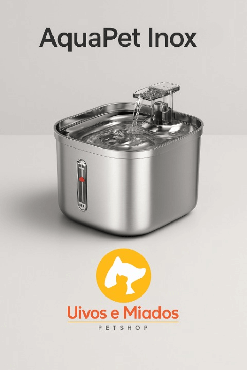 Fonte de água automática AquaPet Inox em aço inoxidável para cães e gatos
