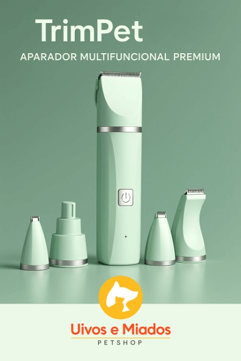 ✨ 4 cabeçotes intercambiáveis: 🐾 Lâmina para patas 💚 Lâmina para áreas sensíveis
👂 Lâmina para olhos e orelhas ✂️ Lâmina para tosa geral

Cuide do seu pet com carinho e precisão - sem estresse, só amor! 💚

🛒 Disponível na Uivos e Miados Petshop!

TrimPet #UivosEMiados #AparadorPet #TosaProfissional #PetGrooming
OPÇÃO B - Direta: 🌟 TOSA COMPLETA EM CASA!

TrimPet - O aparador 4 em 1 que seu pet merece!

✅ Silencioso ✅ Seguro
✅ Versátil ✅ Profissional

4 lâminas para cuidados completos! 💚