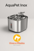Fonte de água automática AquaPet Inox em aço inoxidável para cães e gatos com capacidade 2.4L
