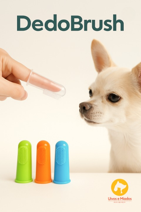 "DedoBrush - Escova de dedo de silicone para higiene bucal de pets"