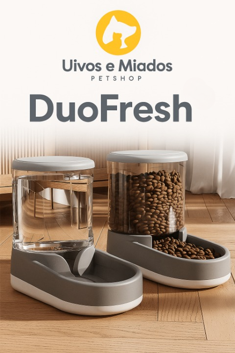 "DuoFresh - Comedouro duplo com base elevada para maior conforto"