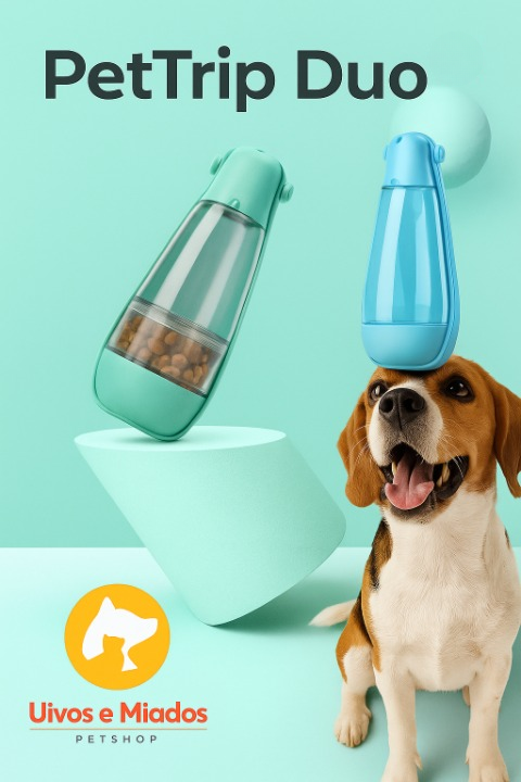 "PetTrip Duo - Bebedouro e comedouro portátil 2 em 1 para pets"