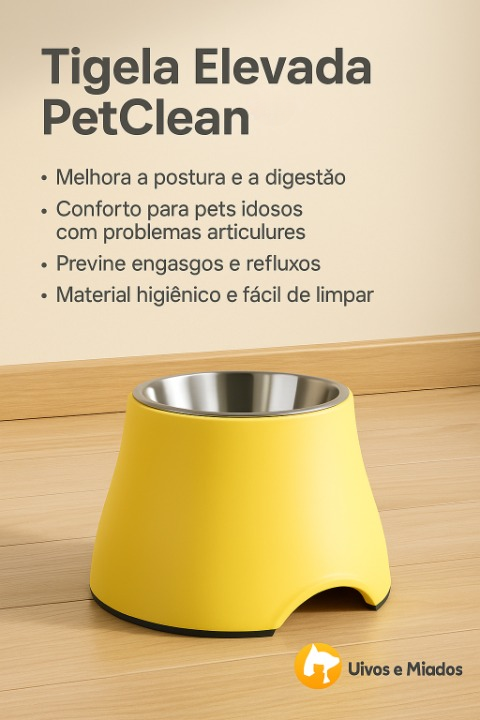 Características: Base elevada 10cm, capacidade 500ml, tigela removível"