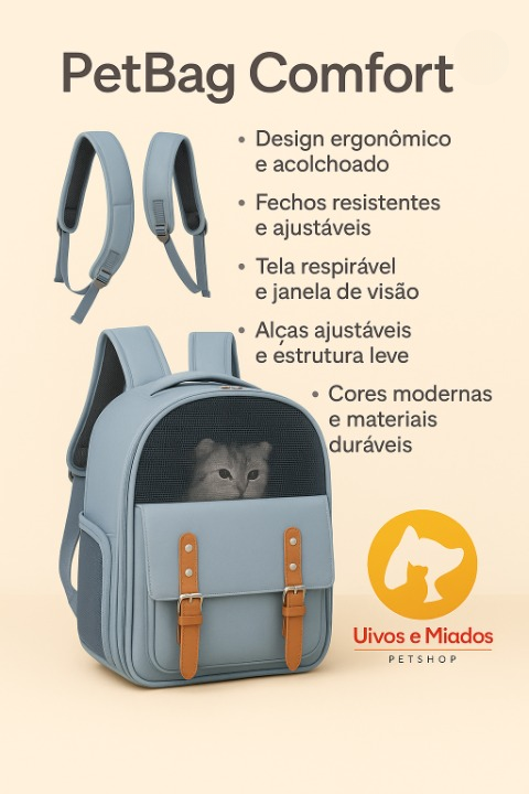  "Características: Ventilação adequada, alças acolchoadas, zíperes resistentes"
