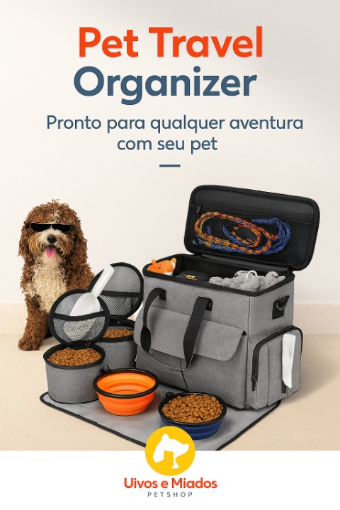 "Compartimentos: Espaço para ração, tigelas, medicamentos e brinquedos"