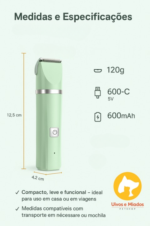 Bateria recarregável com até 60 minutos de autonomia