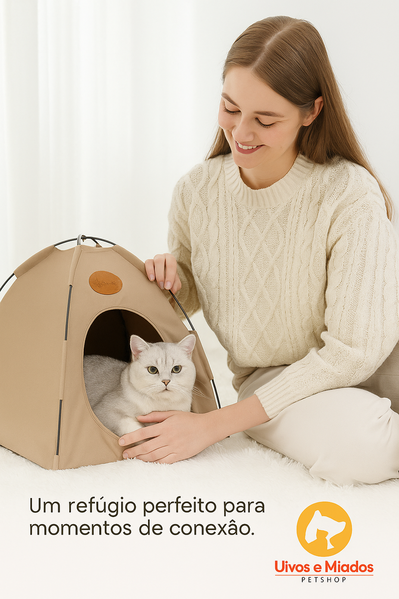Espaço privativo que ajuda a reduzir o estresse do seu felino.